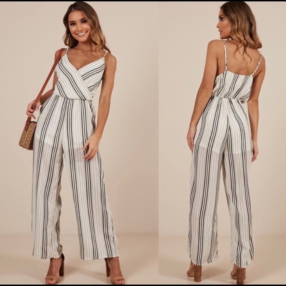 NWT Francesca’s Leia Striped Jumpsuit